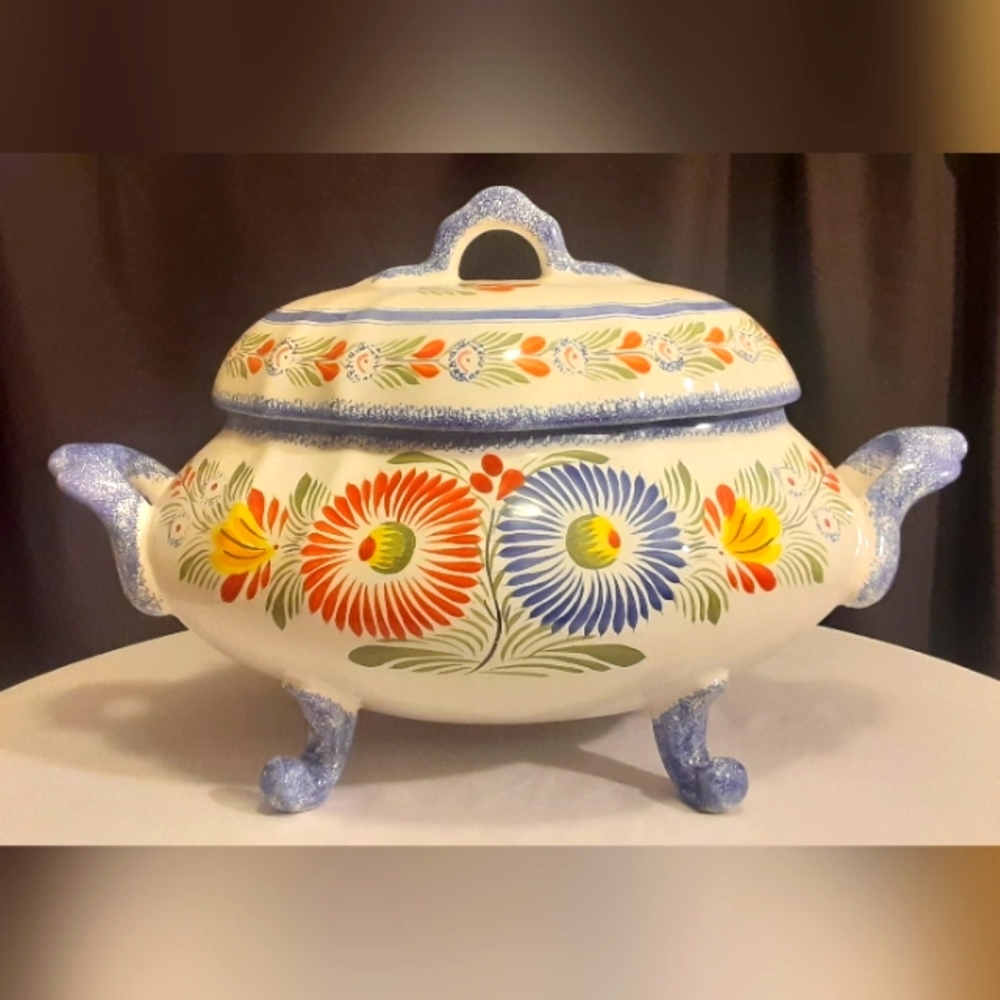 Vintage 1980s HB HenRiot Quimper Signed Tureen Lidded 14x9x9 Excellent Condition